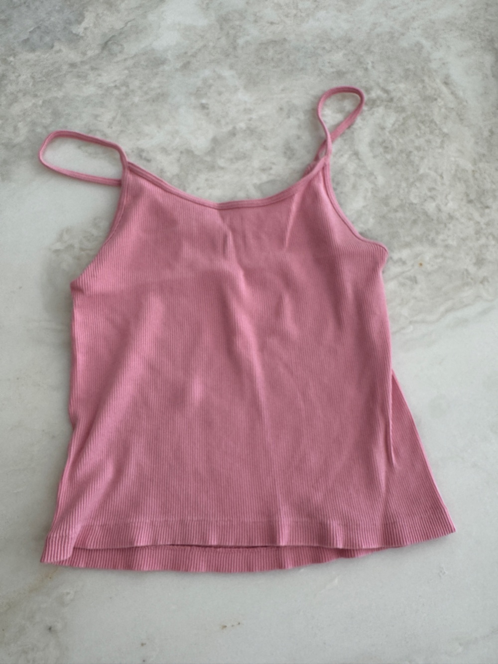 Brandy Melville Pink Ribbed Spaghetti Strap Cami Top
